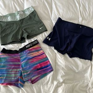 3 Nike Pro/UnderArmour Shorts - Size Large